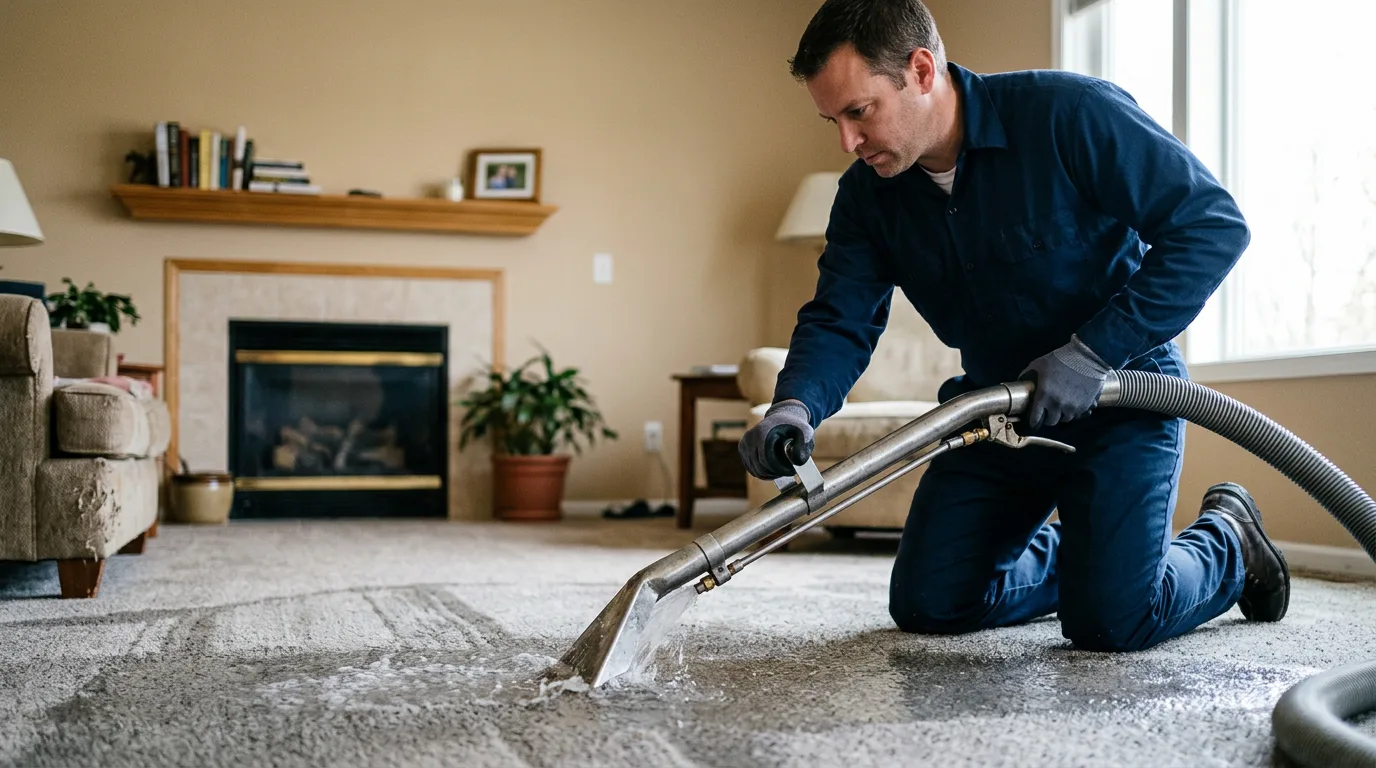 Water damage restoration technician working near Rapid River, MI